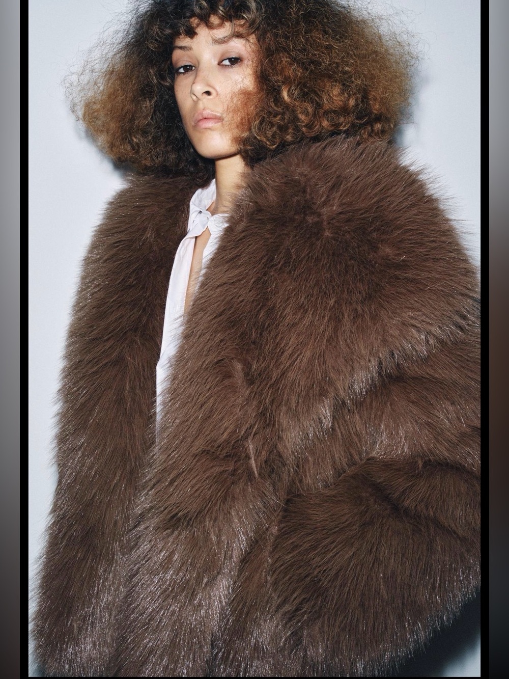 Zara faux fur coat , brown
